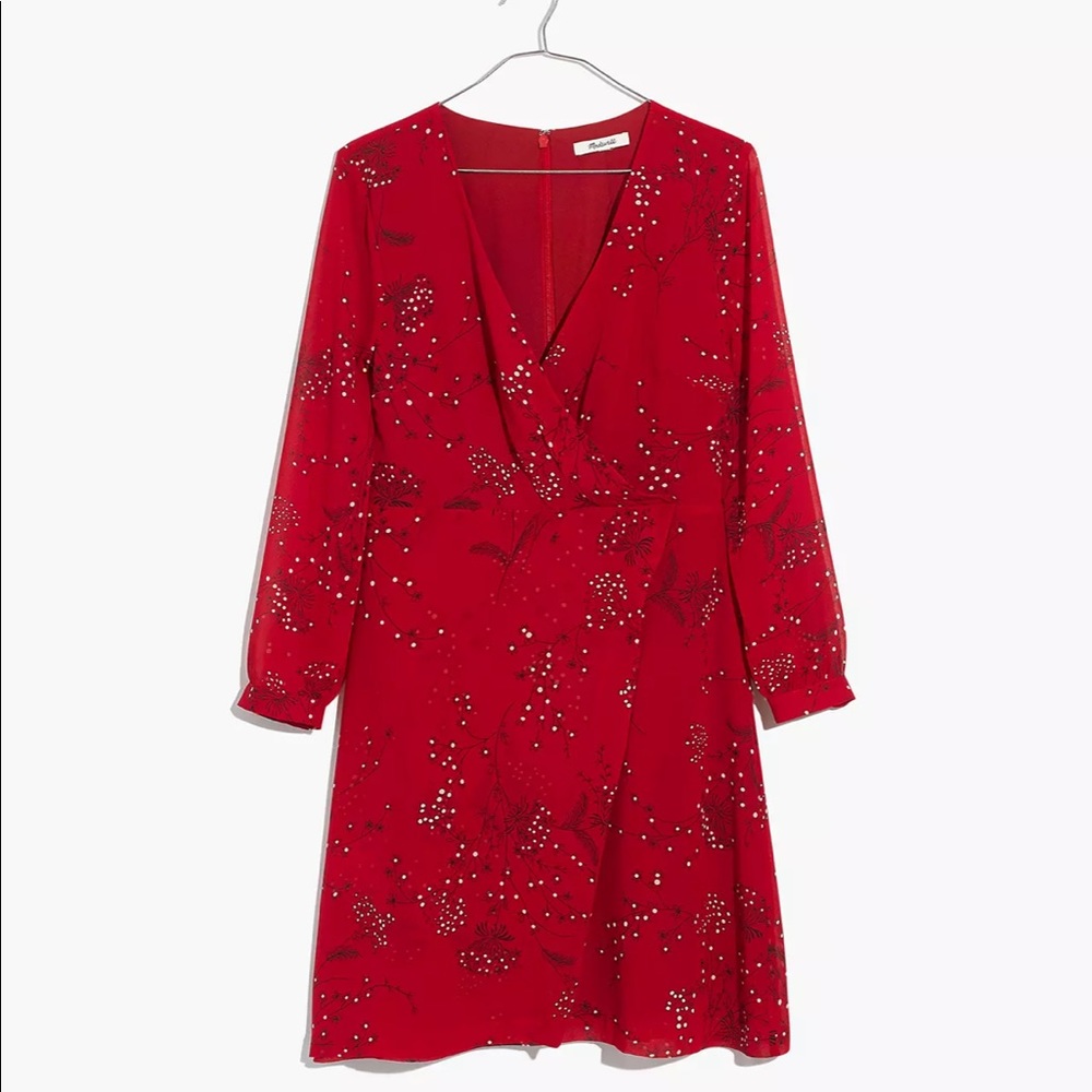Madewell • Red Floral Print Hazelwood Wrap Dress
